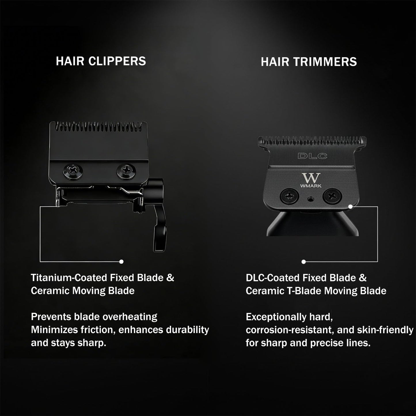 WMARK Hair Clippers for Men Professional Barber Clippers for Hair Cutting Cordless Clippers and Trimmers Set, Stepless Speed Control, Long Battery Life, DLC Titanium Ceramic Fade Blades NG-8634KIT