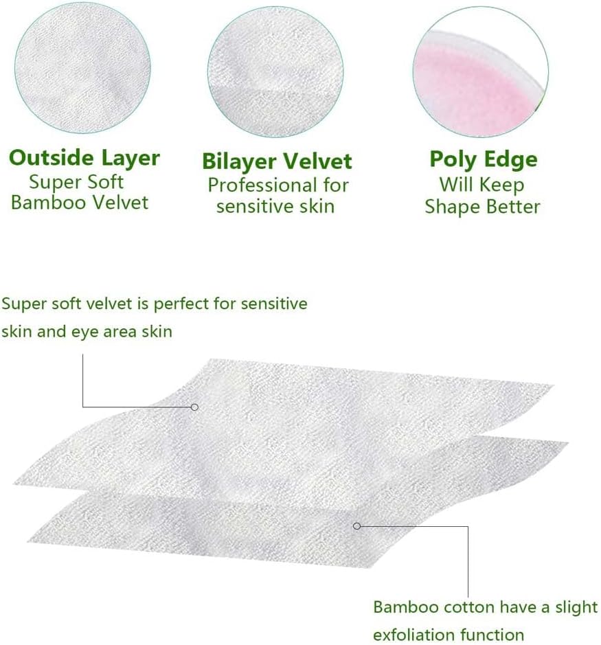 Reusable Makeup Remover Pads - 28 Pack Bamboo Cotton Rounds | Soft, Washable & Comfortable for Skin