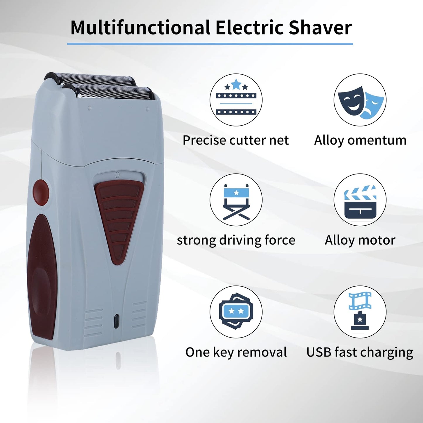 Electric Hair Clipper, Rechargeable Men Electric Hair Clipper Trimmer Double Head Reciprocating Shaver