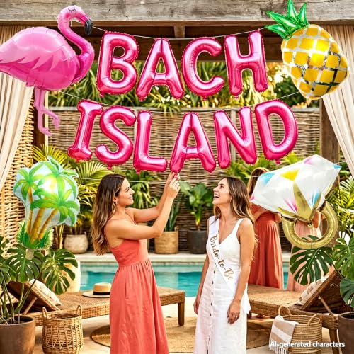Bach Island Balloon Banner Set - Flamingo & Pineapple Decor for Bachelorette Parties