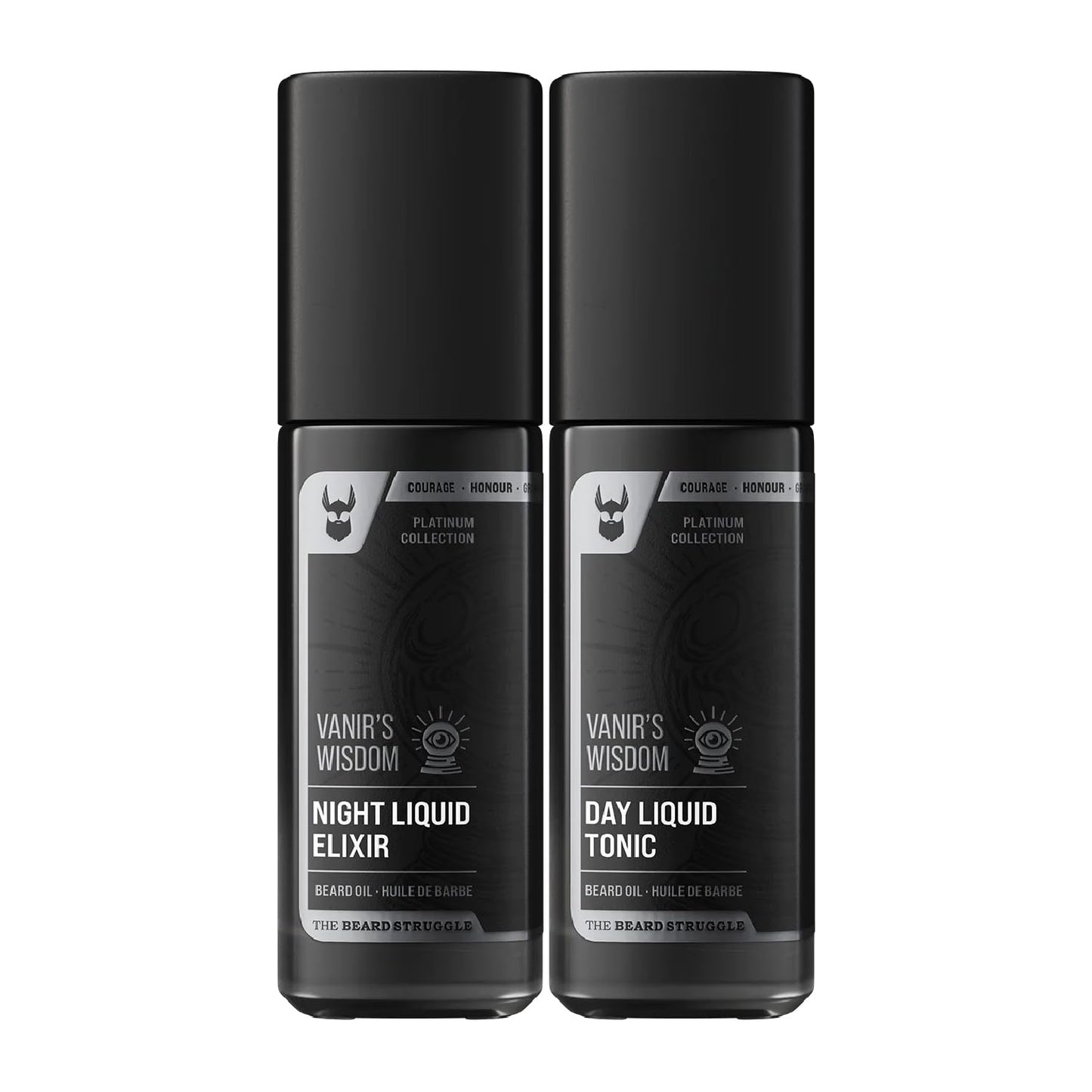 The Beard Struggle Tonic + Elixir Beard Oil Bundle - Platinum Collection - Grooming Beard Oil - Softens, Moisturizers, and Strengthens Beard Growth - Pack of 2, Vanir's Wisdom