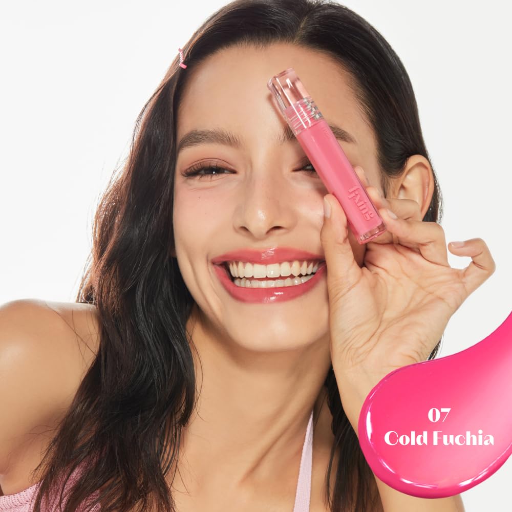 ETUDE Glow Fixing Tint #7 Cold Fuchsia - Non-Sticky Lip Stain | Moisturizing Glossy Shine for Dry Lips