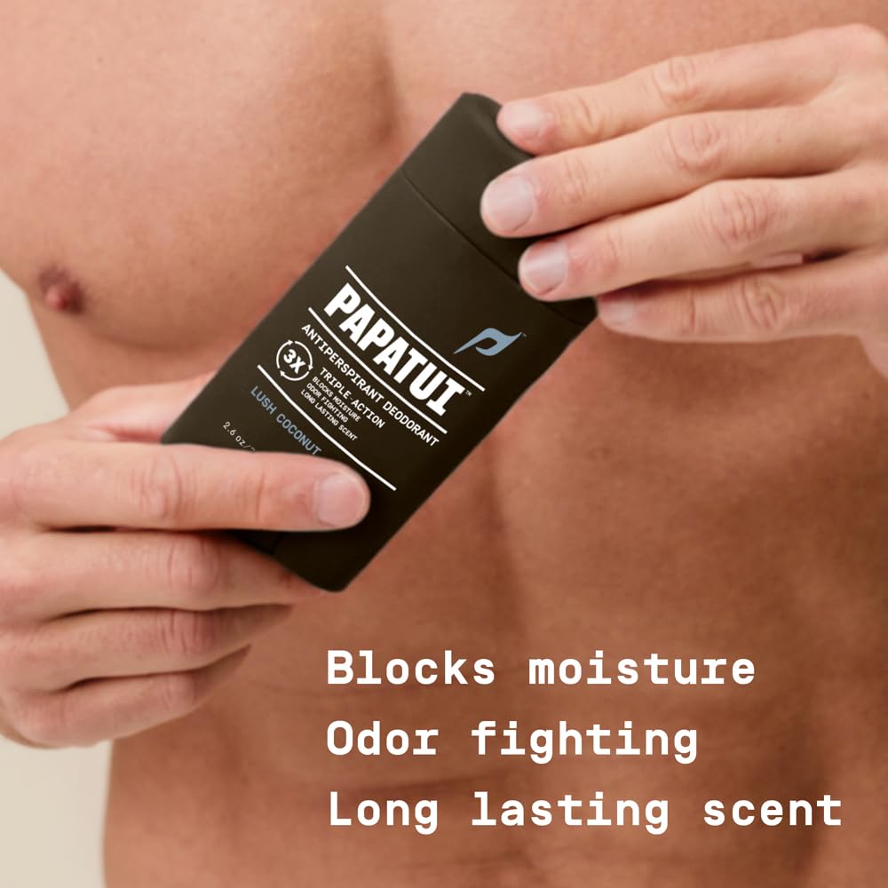 Triple Action Antiperspirant for Men - Sweat Control, Odor Neutralizer & Skin Nourishing | Lush Coconut | 2.6 oz