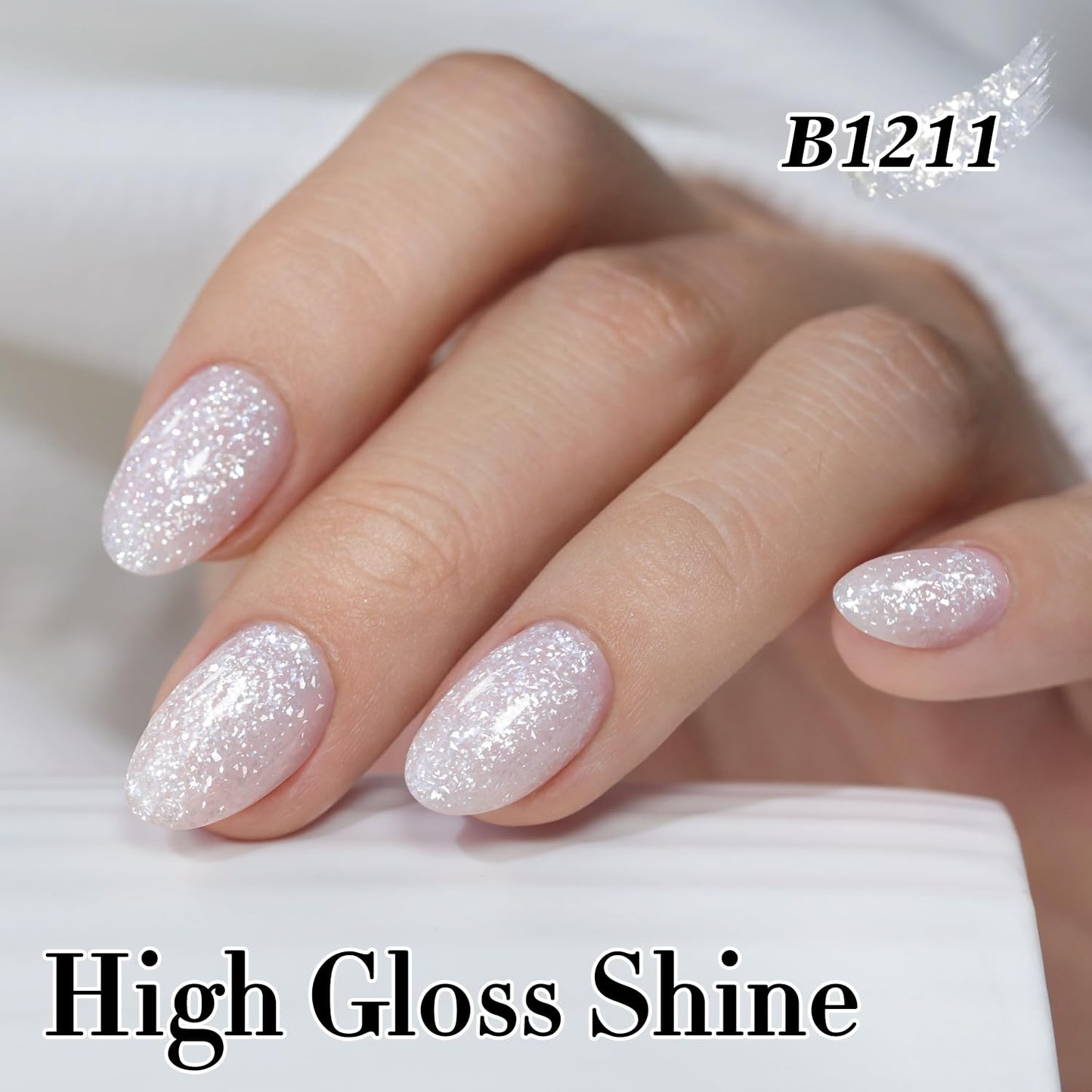 Double Rhythm 15ML Glitter Gel Polish Shimmer Reflective Holographic Color Magnetic for Nail Art Salon DIY at Home (Snow Glitter-B1211)