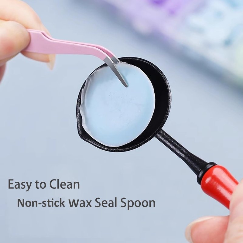 Andotopee Electric Wax Seal Warmer and Spoon Kit with 80ml Spoon, Non-Stick Sealing Wax Spoon, Tinfoil for Fast Melting Beads and Sticks - Sealing Melting Furnace Set for Stamp Seals Craft, White