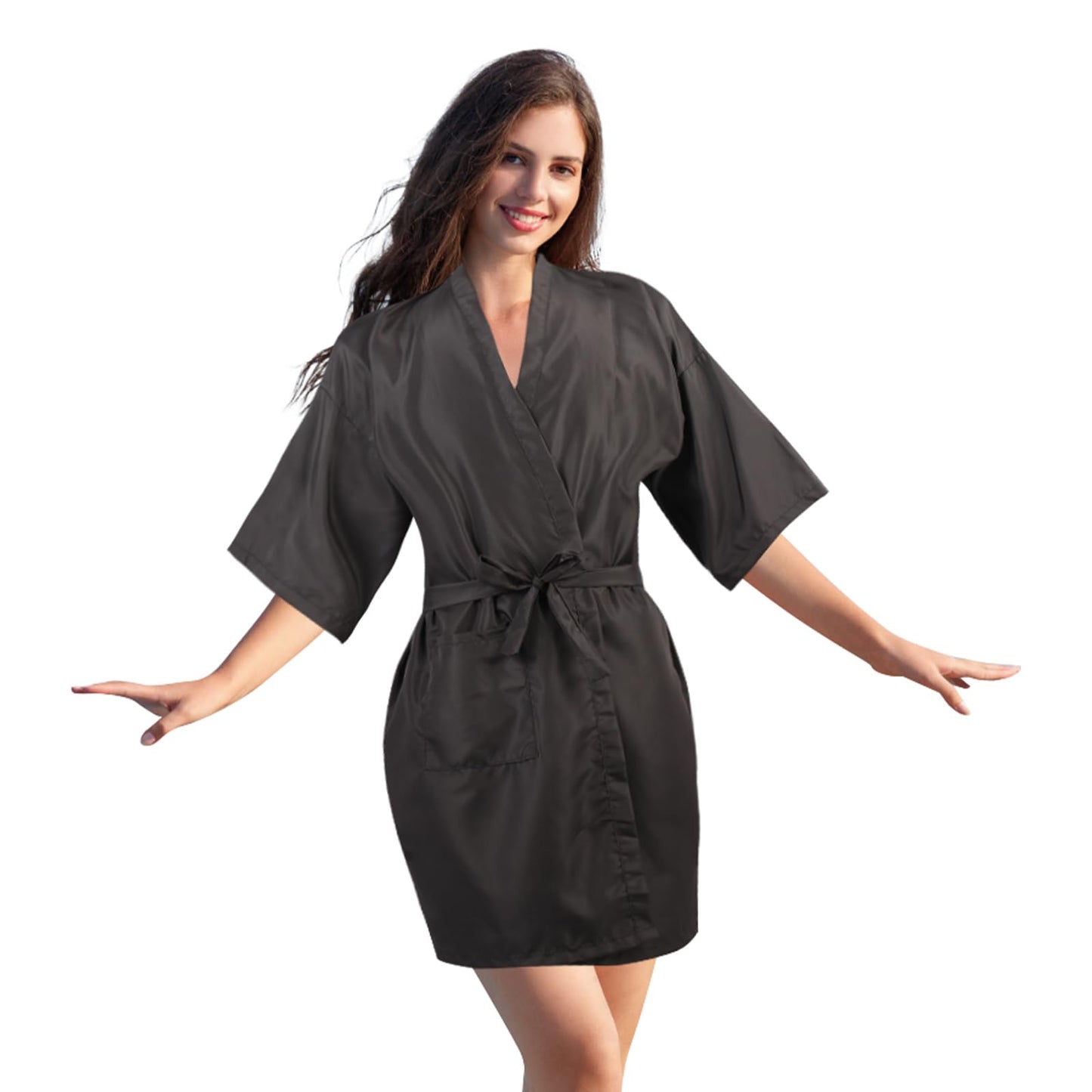 YELEGAI Barber Gown Robes Cape for Hair Cutting Dye Make Up Hairdressing Styling, Waterproof Salon Client Smock, Barber Shop & Home Salon Essentials Accessories (1, Black)