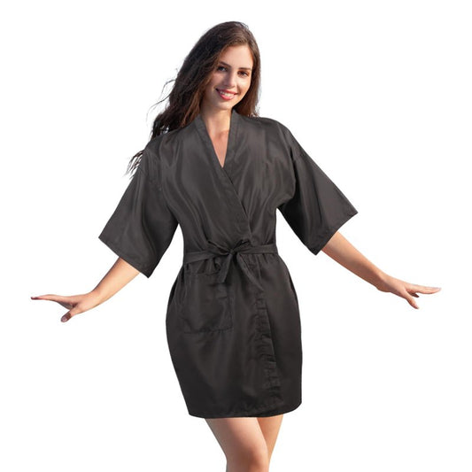 YELEGAI Barber Gown Robes Cape for Hair Cutting Dye Make Up Hairdressing Styling, Waterproof Salon Client Smock, Barber Shop & Home Salon Essentials Accessories (1, Black)