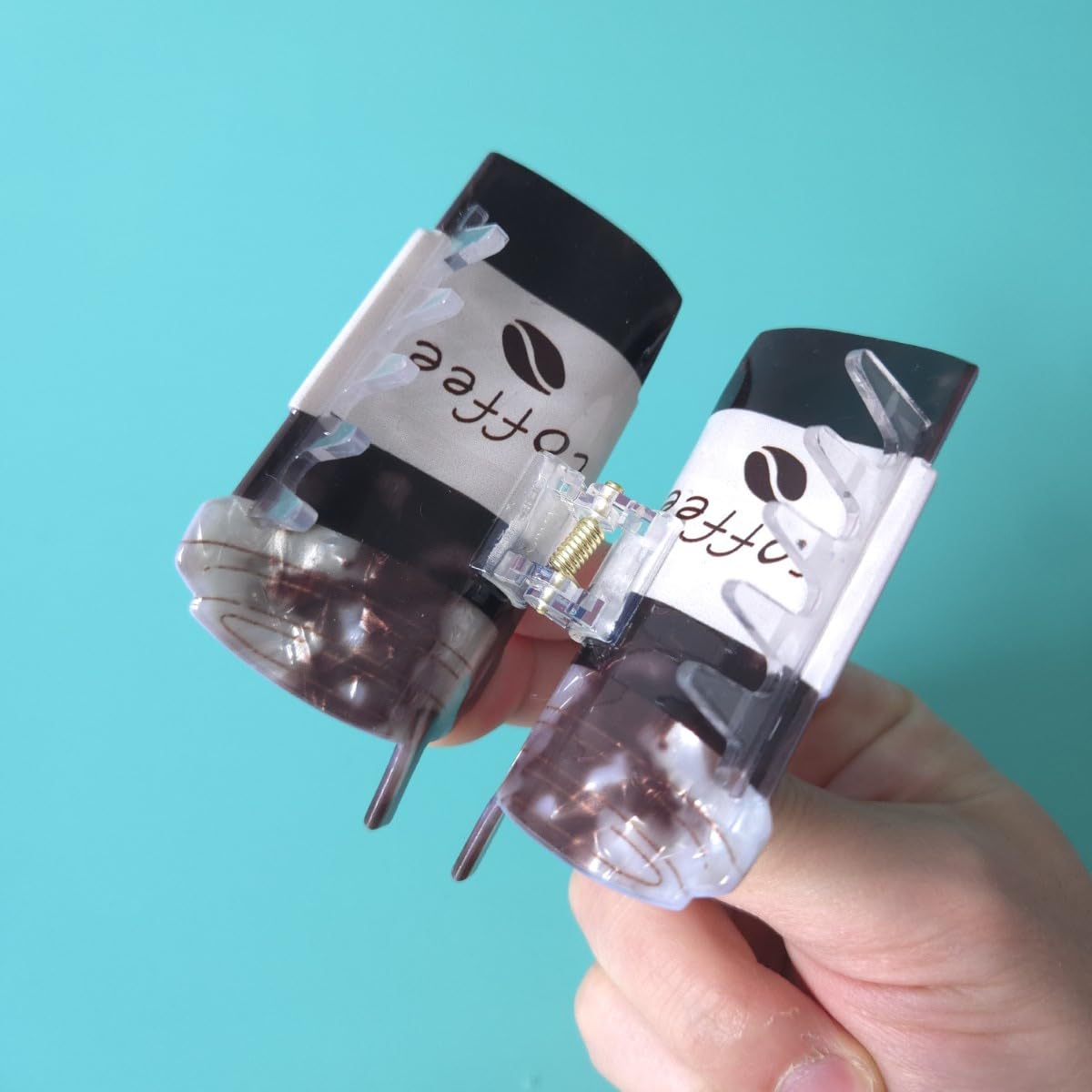 Funny Acrylic Black Coffee Hair Clips,Acrylic Coffee Claw Clip,Small Claw Clip for Women