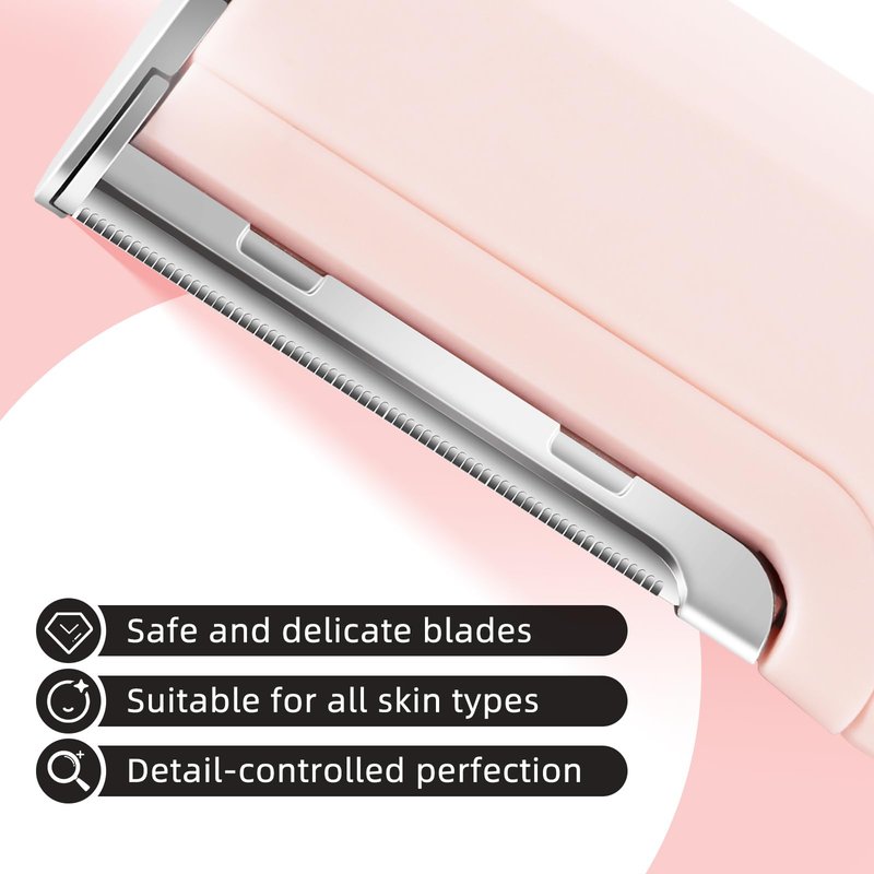 FAYUNDRA Dermaplaning Tool for Face Women with 4 Refill Blades, Rechargeable Face Dermaplaning Tool, Facial Hair & Dead Skin Removal(Pink)