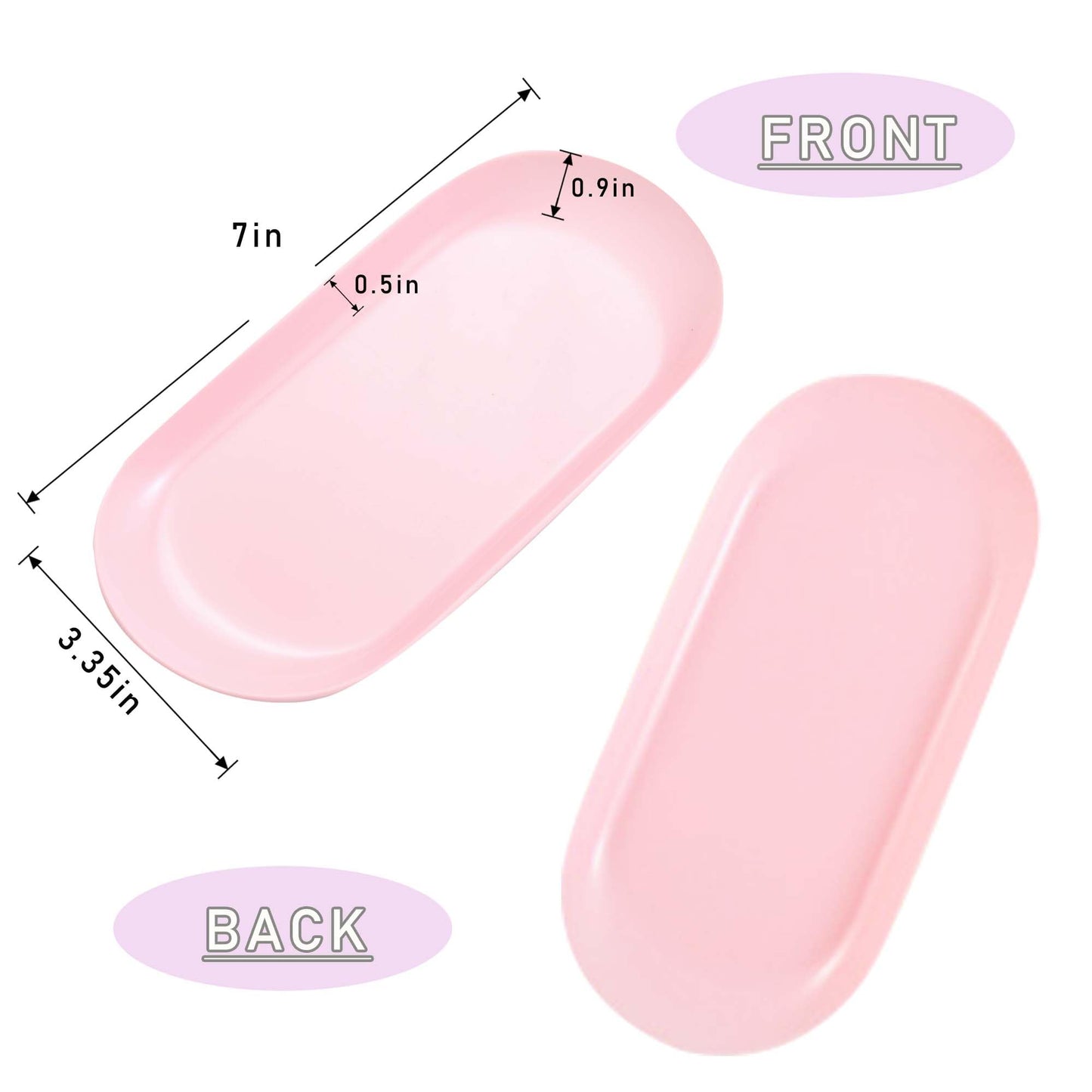 cgllwnmix Nail Tray Pink Manicure Tool Tray Display Nail Art Dish Storage Oval Manicure Tray Jewelry Rhinestone Cosmetics Organizer Decorative Small Storage Plate