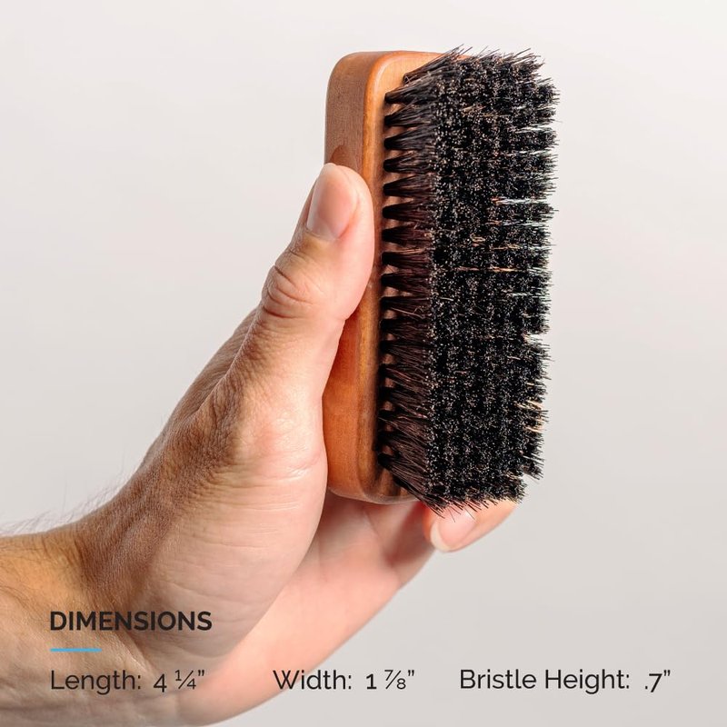 ZEUS Palm Beard Brush for Men, Firm 100% Boar Bristles, Gently Detangles, Smooths & Conditions Facial Hair, German-Made Pear Wood Handle (G91)