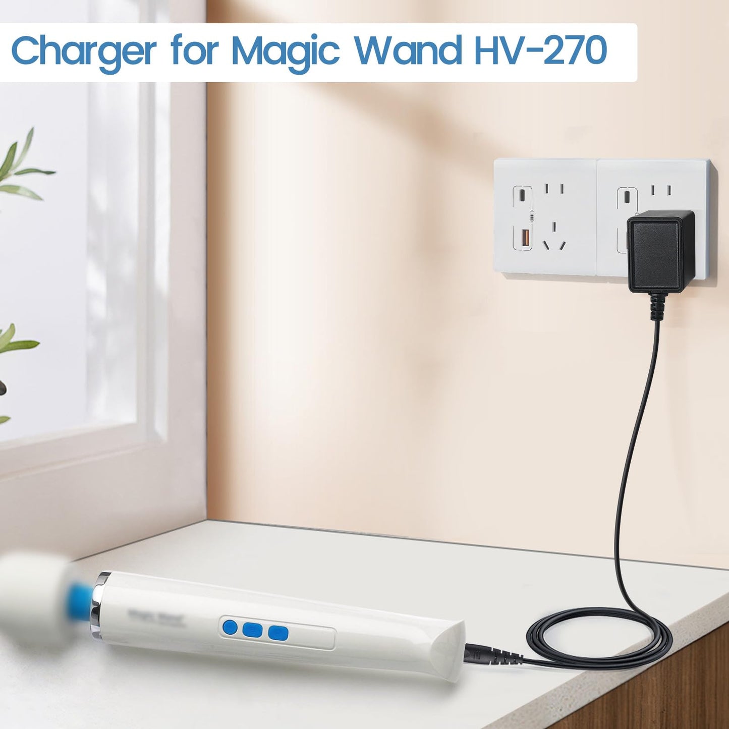 HV-270 Cord for Hitachi Magic Wand Rechargeable Charger, 10V Power Adapter