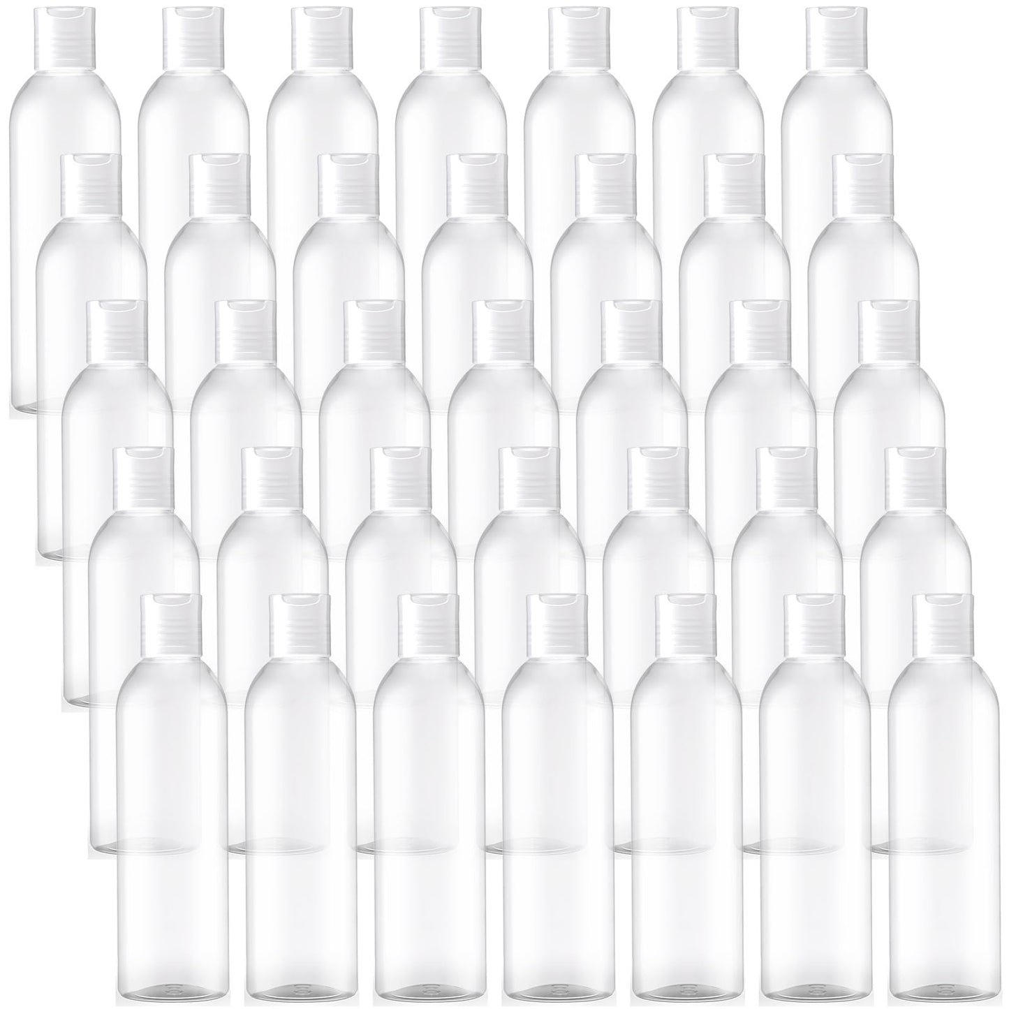 Eccliy 48 Pack 8oz Empty Plastic Squeeze Bottles with Disc Caps Travel Containers Refillable Plastic Empty Bottles with Caps for Shampoo, Lotions, Liquid Body Soap, Creams (Clear)