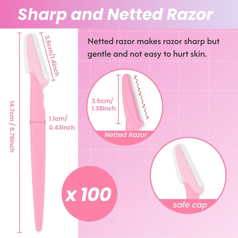 Phafaloop 100 Pcs Eyebrow Razor and Face Razor for Women and Men, Safe and Beginner-Friendly Dermaplaning Tool with Protective Cover