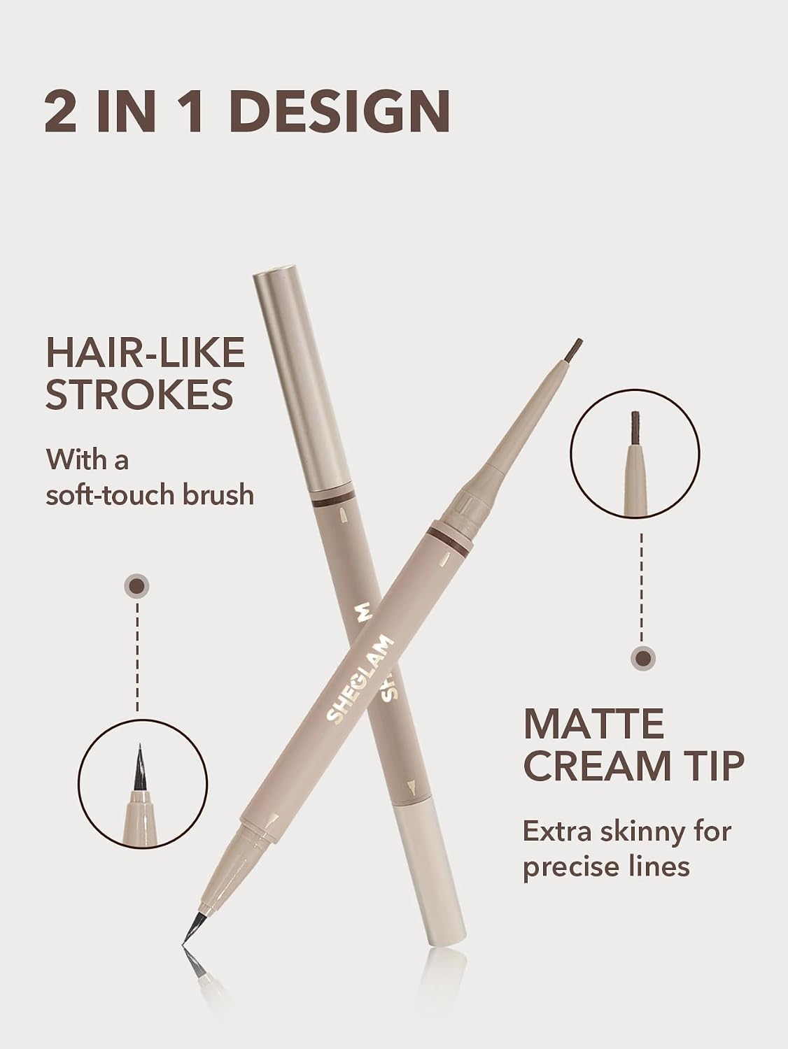 Dual-Sided Eyebrow Pencils | Cream Waterproof & Long-Lasting Makeup - 03 Taupe