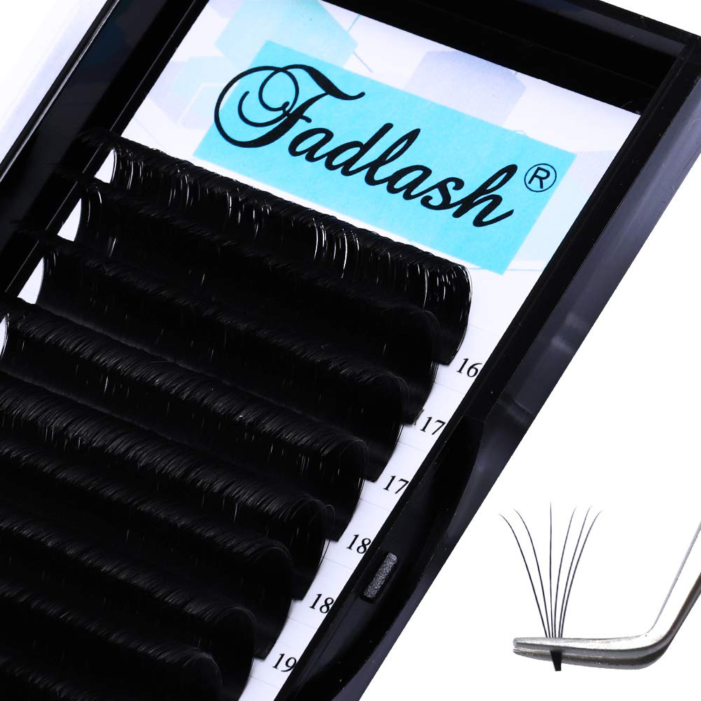 Easy Fan Lash Extensions - D Curl 0.07 Volume Mixed Trays | Soft Individual Lashes 8-14mm