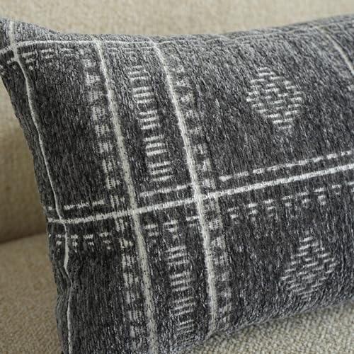 Boho Chenille Lumbar Pillow Covers 12x20 - Set of 2