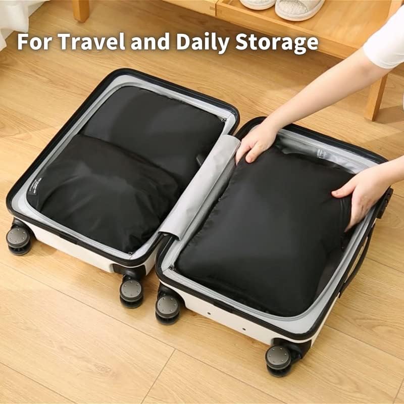 Compression Packing Cubes | Luggage Organizer Bags Set for Travel - Medium, Black (2-Pack)