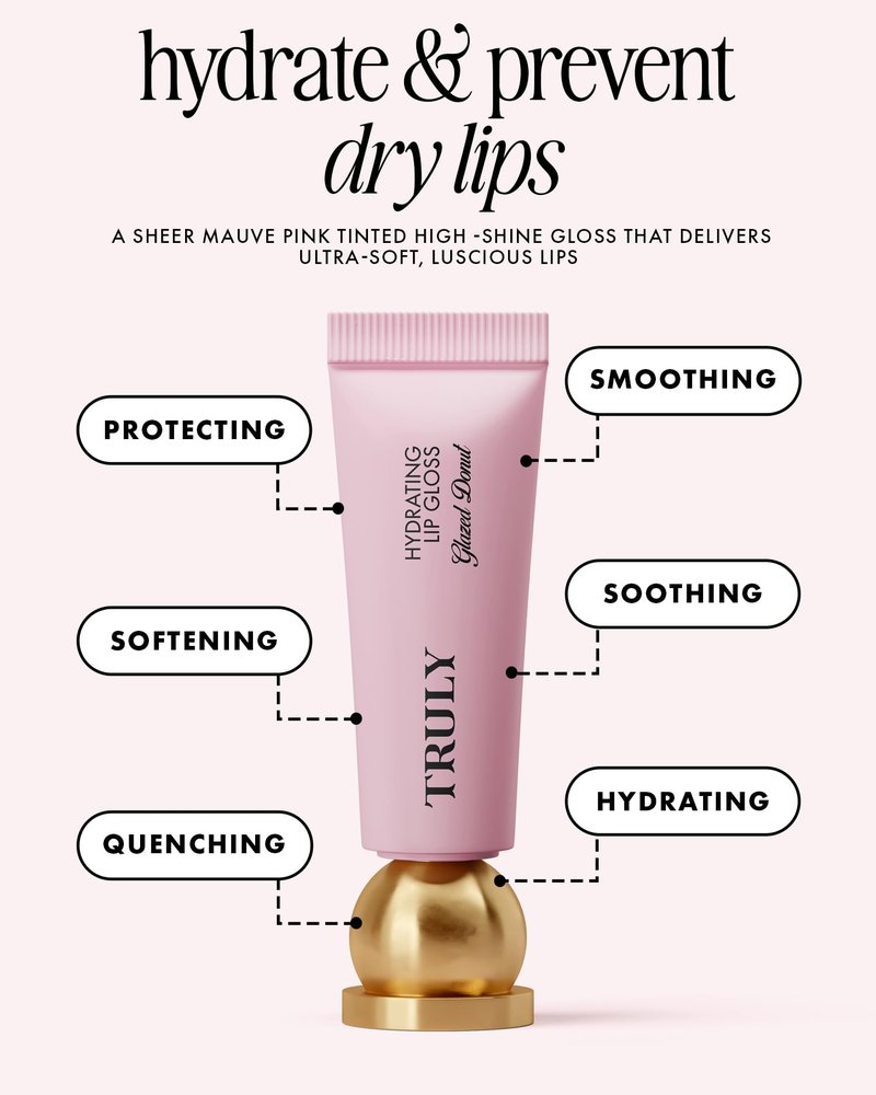Truly Beauty Glazed Donut Hydrating Lip Gloss | High Shine & Tinted, Infused with Hyaluronic Acid, Jojoba Oil & Shea Butter