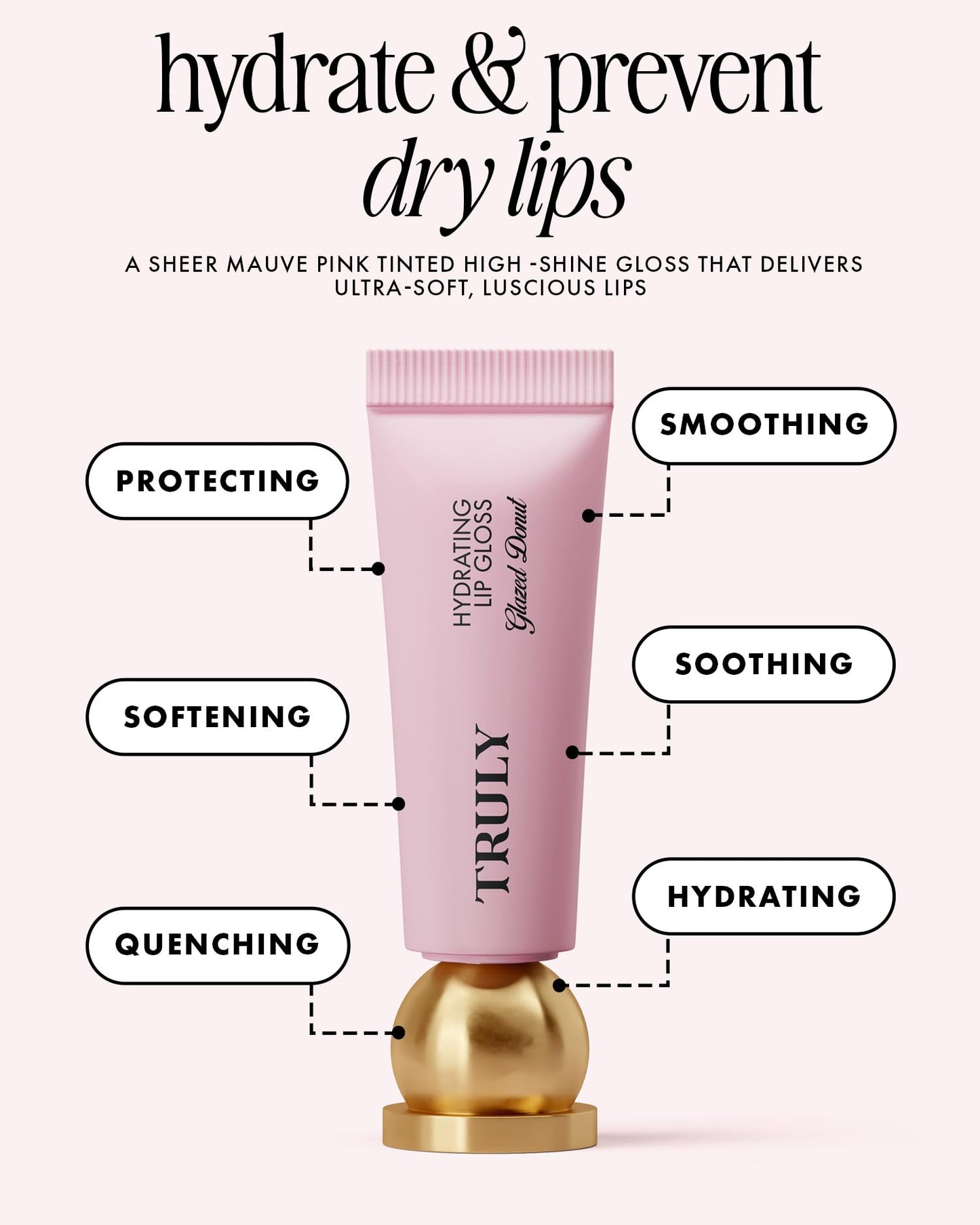 Truly Beauty Glazed Donut Hydrating Lip Gloss | High Shine & Tinted, Infused with Hyaluronic Acid, Jojoba Oil & Shea Butter
