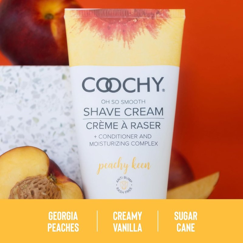 Coochy Shave Cream - Moisturizing Shave Lotion - Gentle Intimate Shaving Cream - For Bikini Area, Underarms, Legs & More - Rash-Free - Peachy Keen - 3.4oz - 3 Pack Bundle