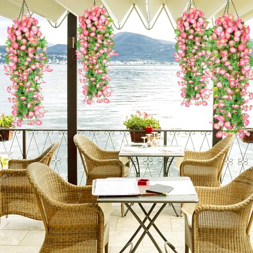 Artificial Morning Glory Vines - 2 Pcs UV Resistant Fake Flowers for Wall Decor