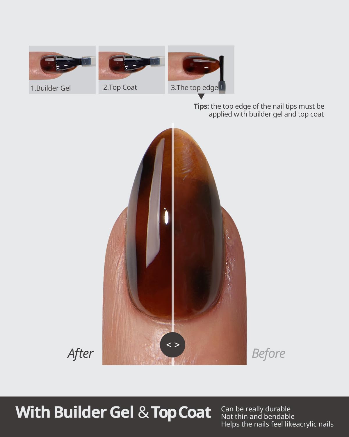 BTArtboxnails SOFTCOATTIPS Press On Nails - Tortoiseshell Long Square Press On Nails, 90Pcs Salon Quality Soak Off Soft Gel Nail Tips in 15 Sizes