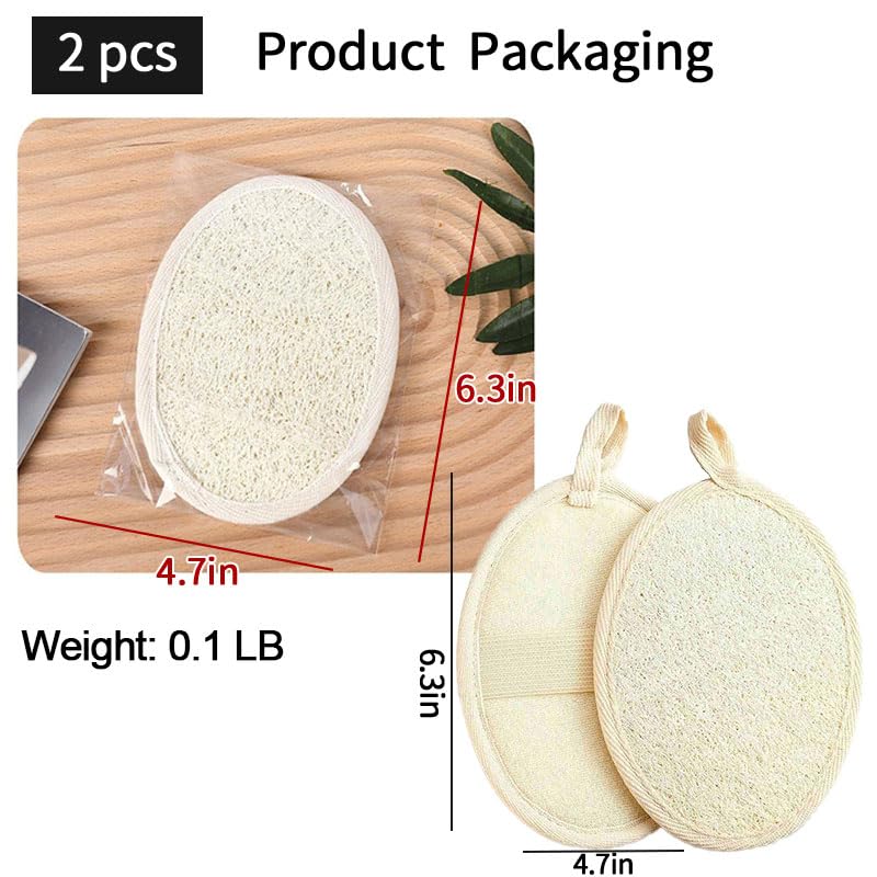 2 Pack Natural Loofah Bath Sponge with Back Scrubber