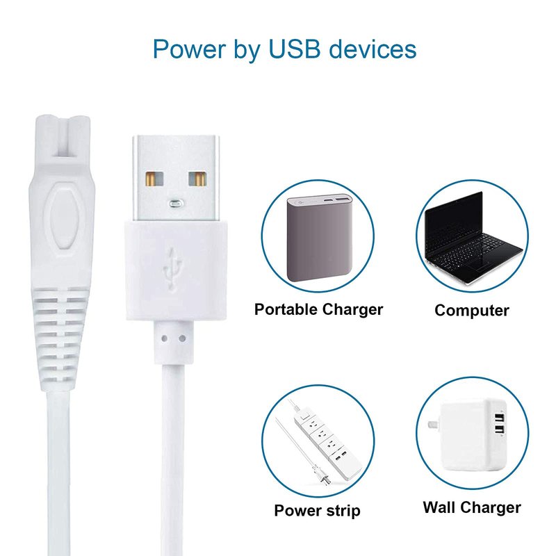 LinMei Shaver Charger Compatible with Finishing Touch Flawless Body Trimmer & Legs Hair Remover Electric Shaver USB Charging Cord with Cleaning Brush