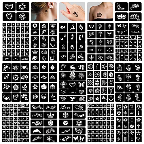 Reusable Henna Tattoo Stencils Set for Women & Kids - 350+ Designs Airbrush Templates