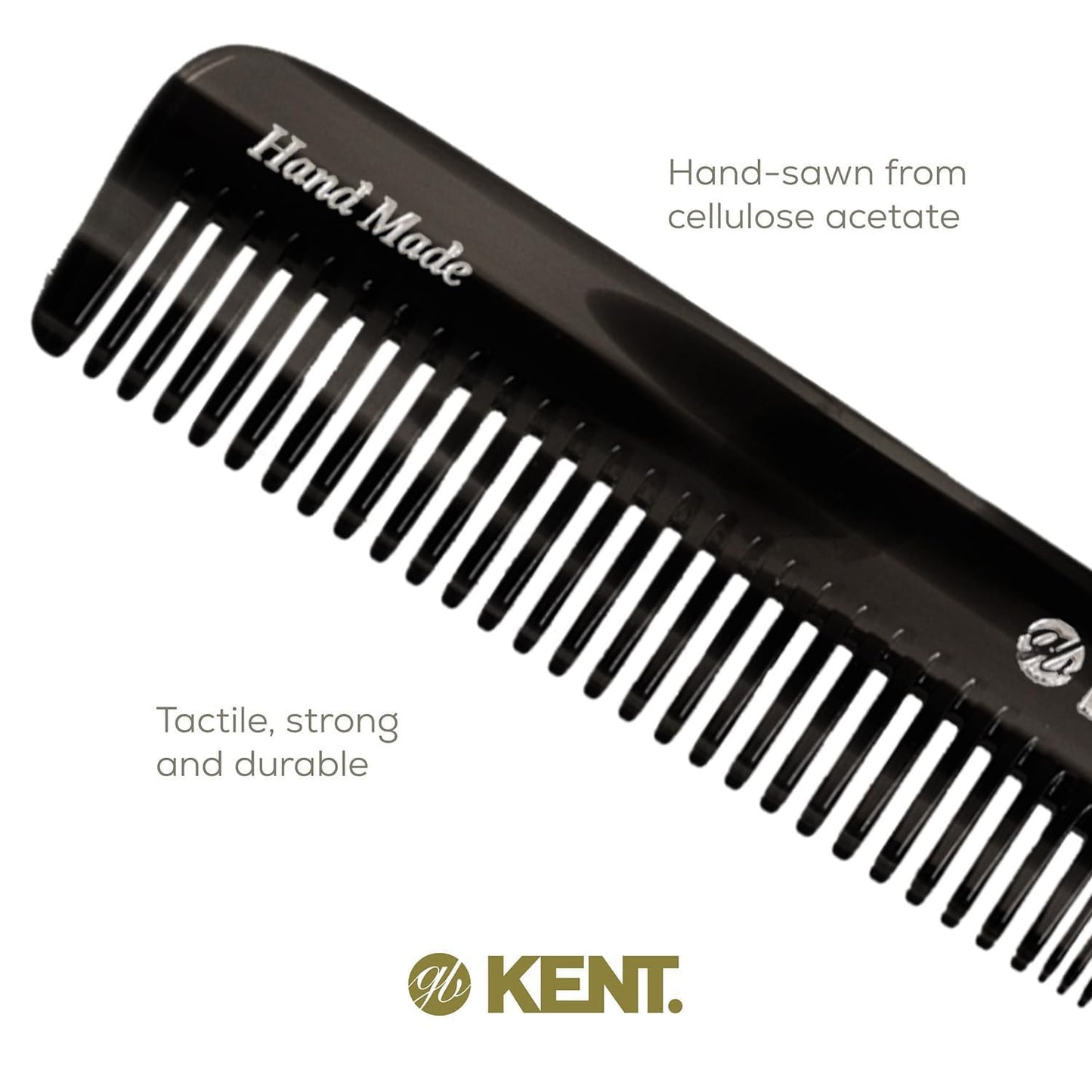 Kent 6T Black Graphite Fine Tooth and Wide Tooth Hair Comb, Handmade Styling Comb for Hair Care, Barber Combs, Beard Combs For Men, Styling Grooming for Men, Women and Kids