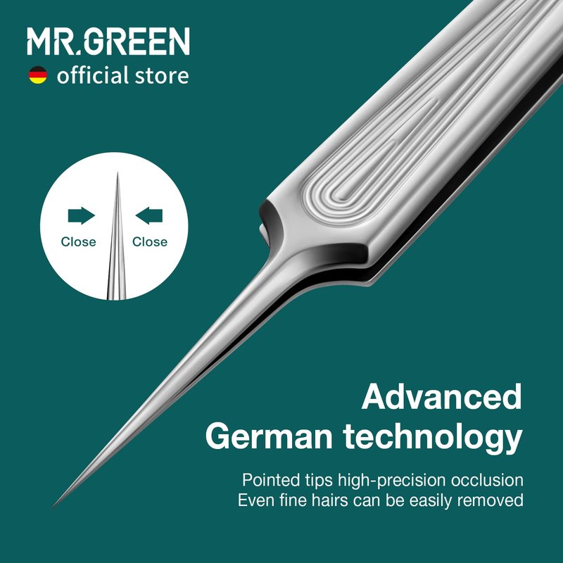 MR.GREEN Ingrown Hair Tweezers Needle Nose Pointed Tips Tweezers For Eyebrows Splinters Blackhead Removal Precision Stainless Steel Clip Extractor