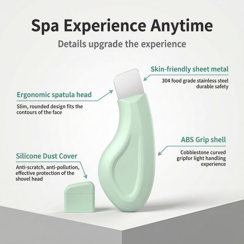 Blackhead Remover Tool - Stainless Steel Face Scraper for Deep Cleansing | Skin Scrubber with Silicone Cover (Green)