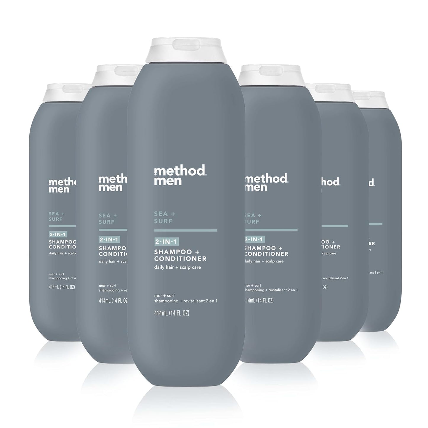 2-in-1 Shampoo and Conditioner for Men - Sea + Surf Formula with Argan & Jojoba Oil | 14 oz, Pack of 3