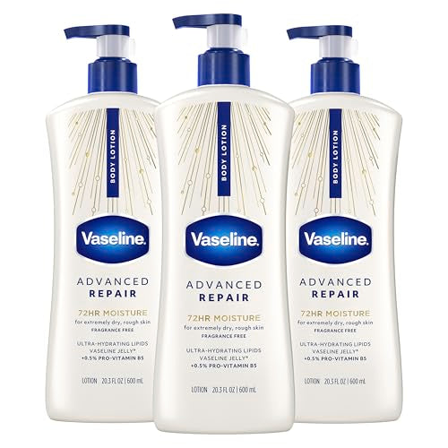 Vaseline Intensive Care Unscented Advanced Repair Body Lotion - Ultra-Hydrating with Lipids for Extremely Dry Skin, 20.3 oz, Pack of 3