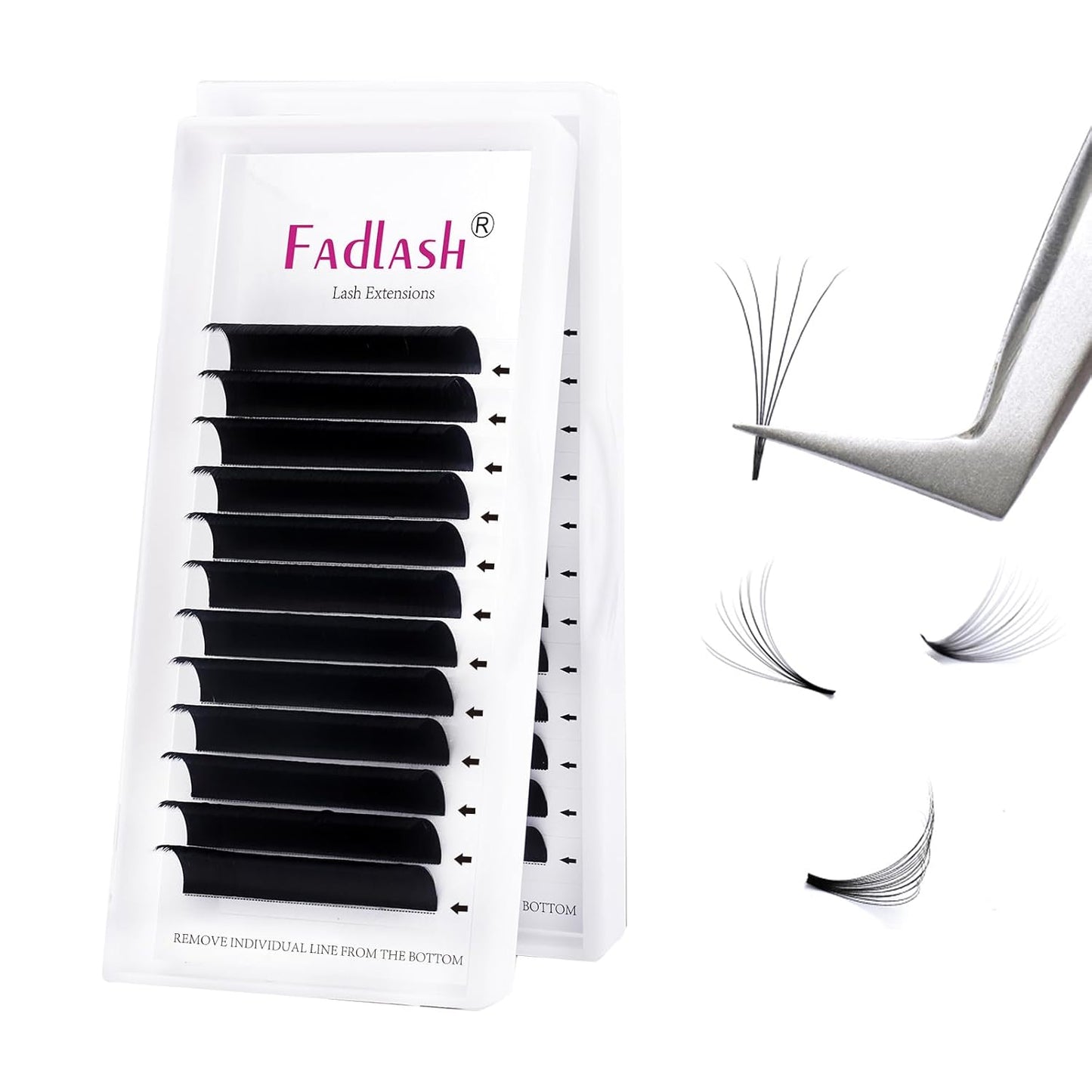 Easy Fan Lash Extensions - D Curl 0.07 Volume Mixed Trays | Soft Individual Lashes 8-14mm