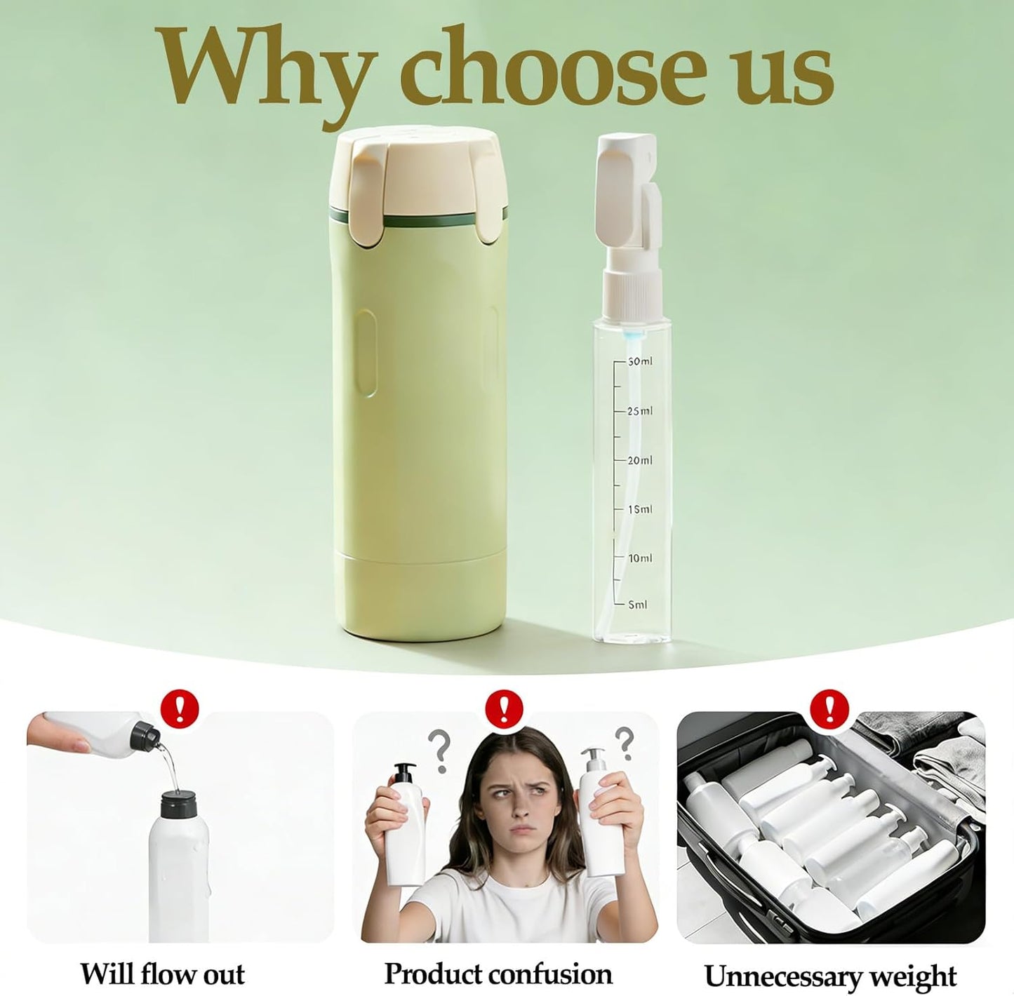 Travel Dispenser Bottles - 4 Pack 30ML Leakproof Toiletry Containers | TSA Approved for Shampoo & Lotion