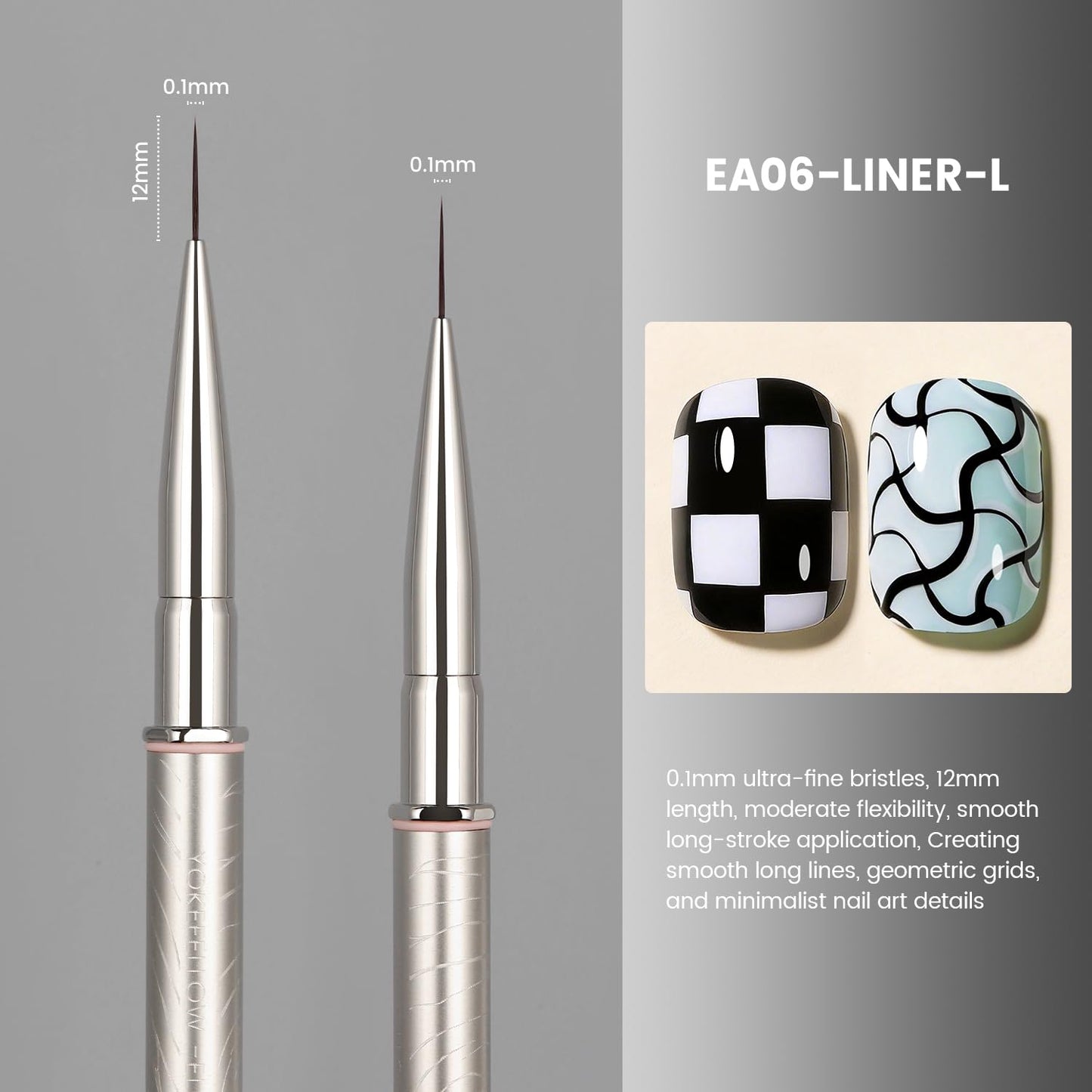 EliteAlly Nail Art Brushes - 12mm Slim Liner Brush for Professional Nail Art Design | Perfect for Manicure Painting
