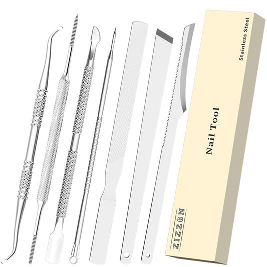ZIZZON 7 Pcs Ingrown Toenail File and Lifters Set, Stainless Steel Ingrown Toenail Removal Kit, Under Nail Cleaner Pedicure Tools