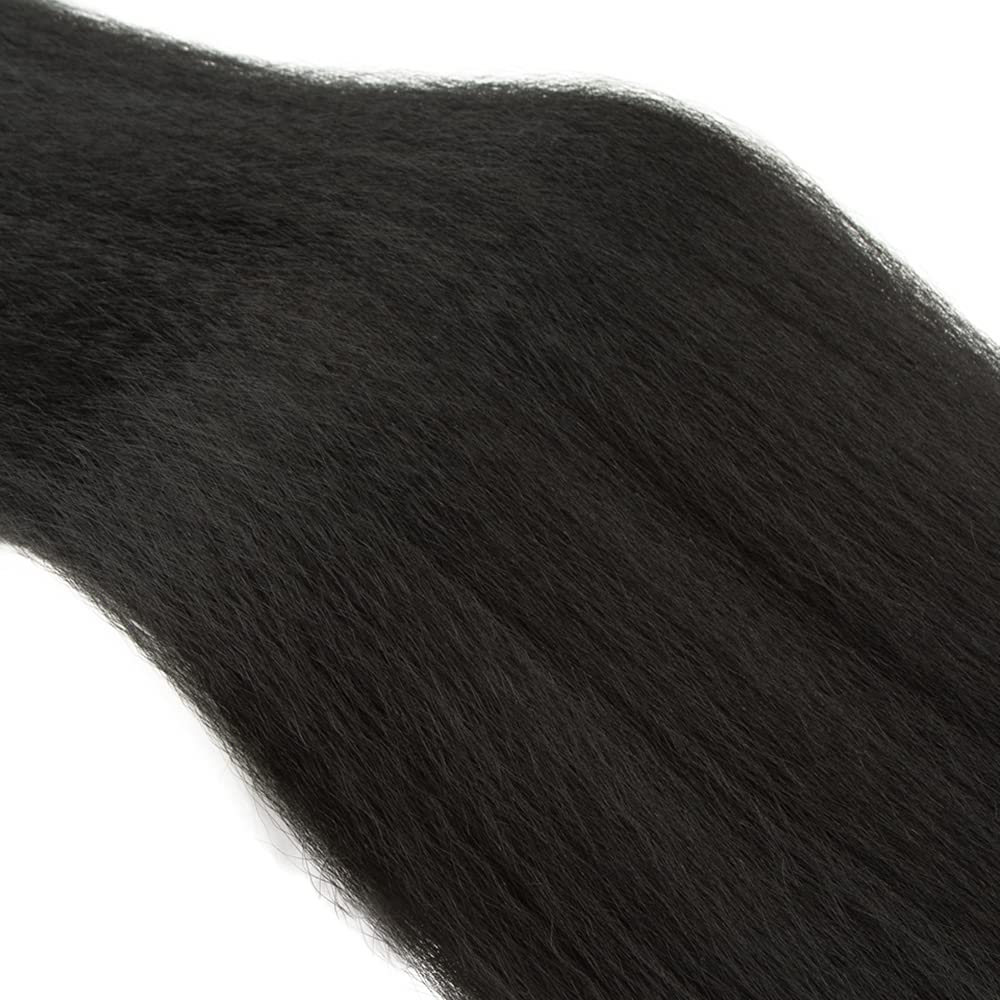 26 28 30 Inch Yaki Straight Bundles Human Hair Bundles #1B Natural Black Color Kinky Straight 3 Bundles Unprocessed Brazilian Virgin Weave Hair Extensions 50 Gram Per Bundle for Black Women