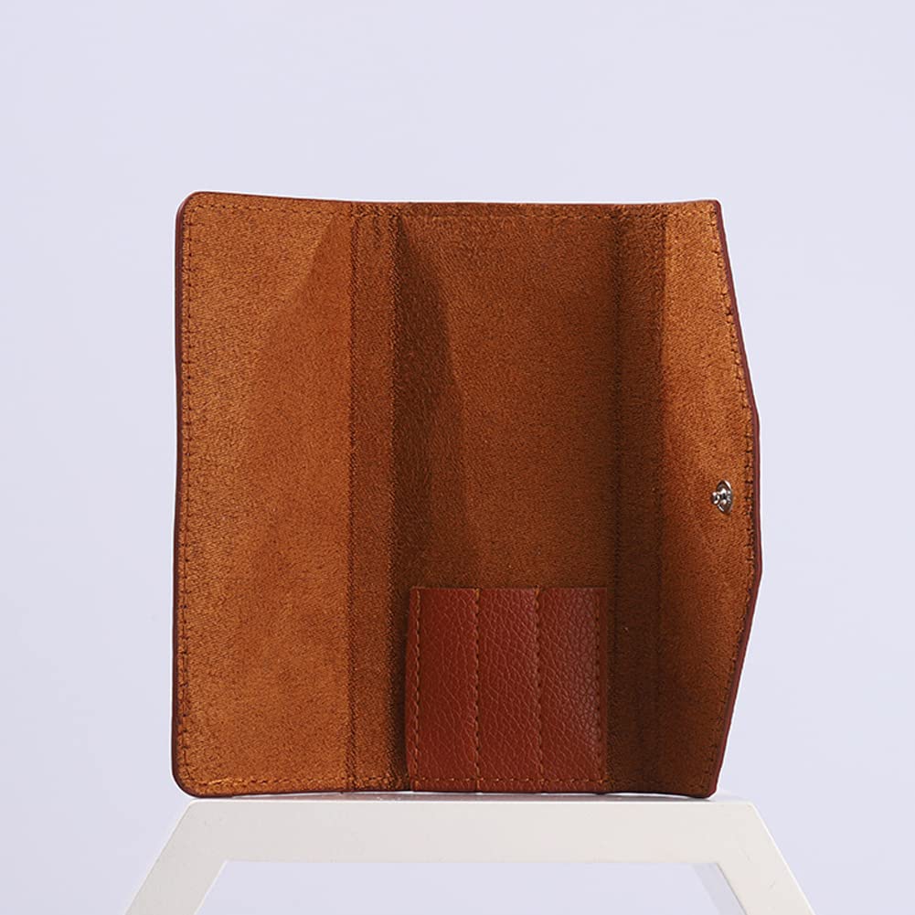 1 Piece PU Leather Empty Tweezers Storage Bag Eyelash Extensions Multi-pockets Travel Case for Eyelash Grafting Extension Tweezers (Brown)