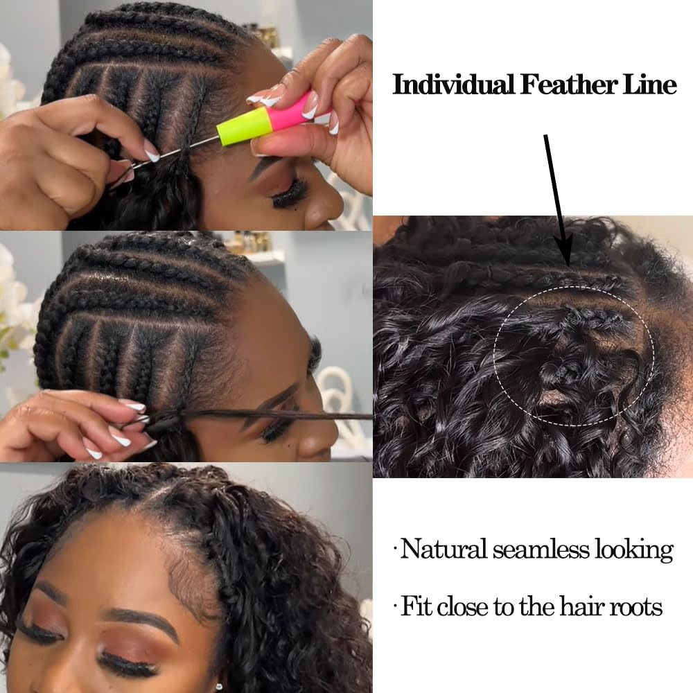 Burmese Curly Crochet Human Hair Extensions Invisible Pre-Separated Burmese Feather Crochet Hair with Knotless String Lightweight Human Crochet Hair Curly for Braiding Twist 60g 20inch