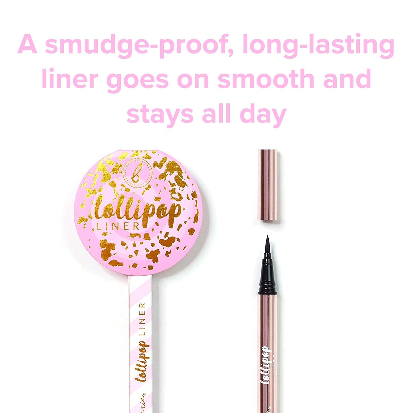 Beauty Bakerie Lollipop Liquid Eyeliner Pencil, Smudge Proof, Waterproof Liquid Eye Liner Pen with Felt Tip Brush for Precise Eye Makeup, Waterproof Eyeliner for All Day Wear, 3.5mL, Jet Black