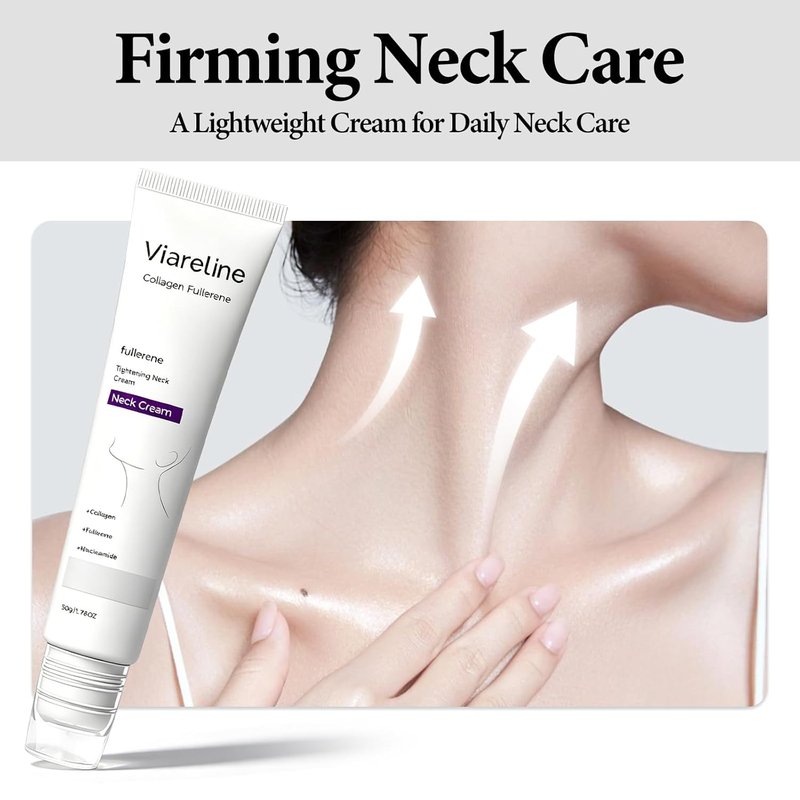 Collagen Neck Cream - Firming & Lifting Treatment for Crepey Skin | Five Roller Applicator