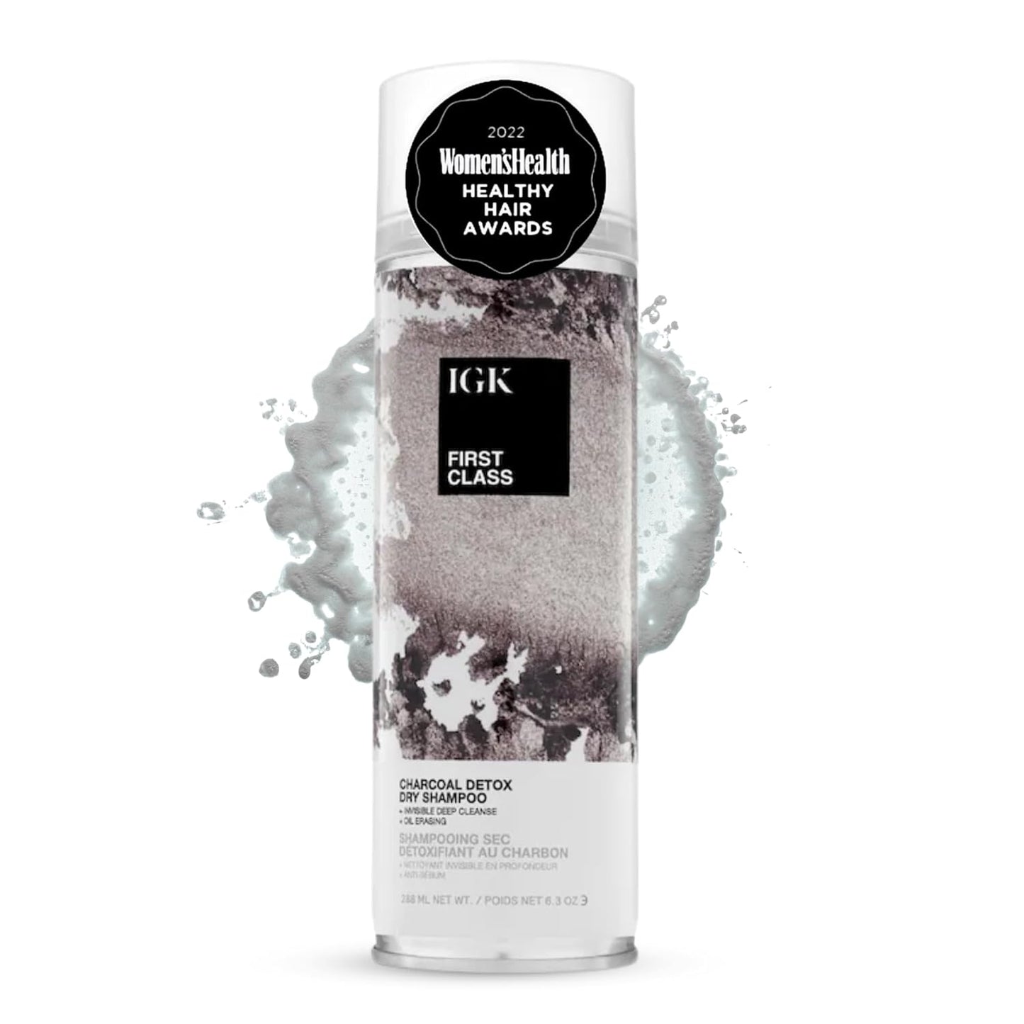 IGK First Class Charcoal Detox Dry Shampoo - Volumizing Spray for Oily Hair | 6.3 Fl Oz, Talc-Free, Vegan, No White Residue