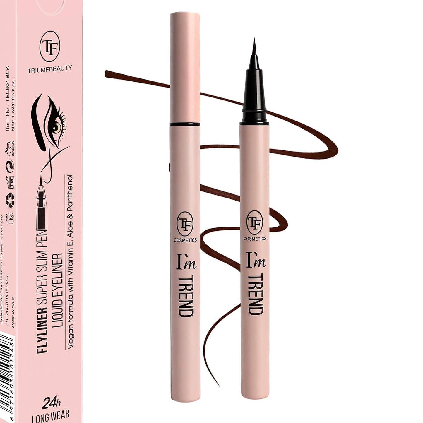 Vegan Waterproof Liquid Eyeliner Pen - Ultra Fine Tip for Precision Wing & Inner Corner | Quick-Dry, Smudge-Proof, 2-Pack Black