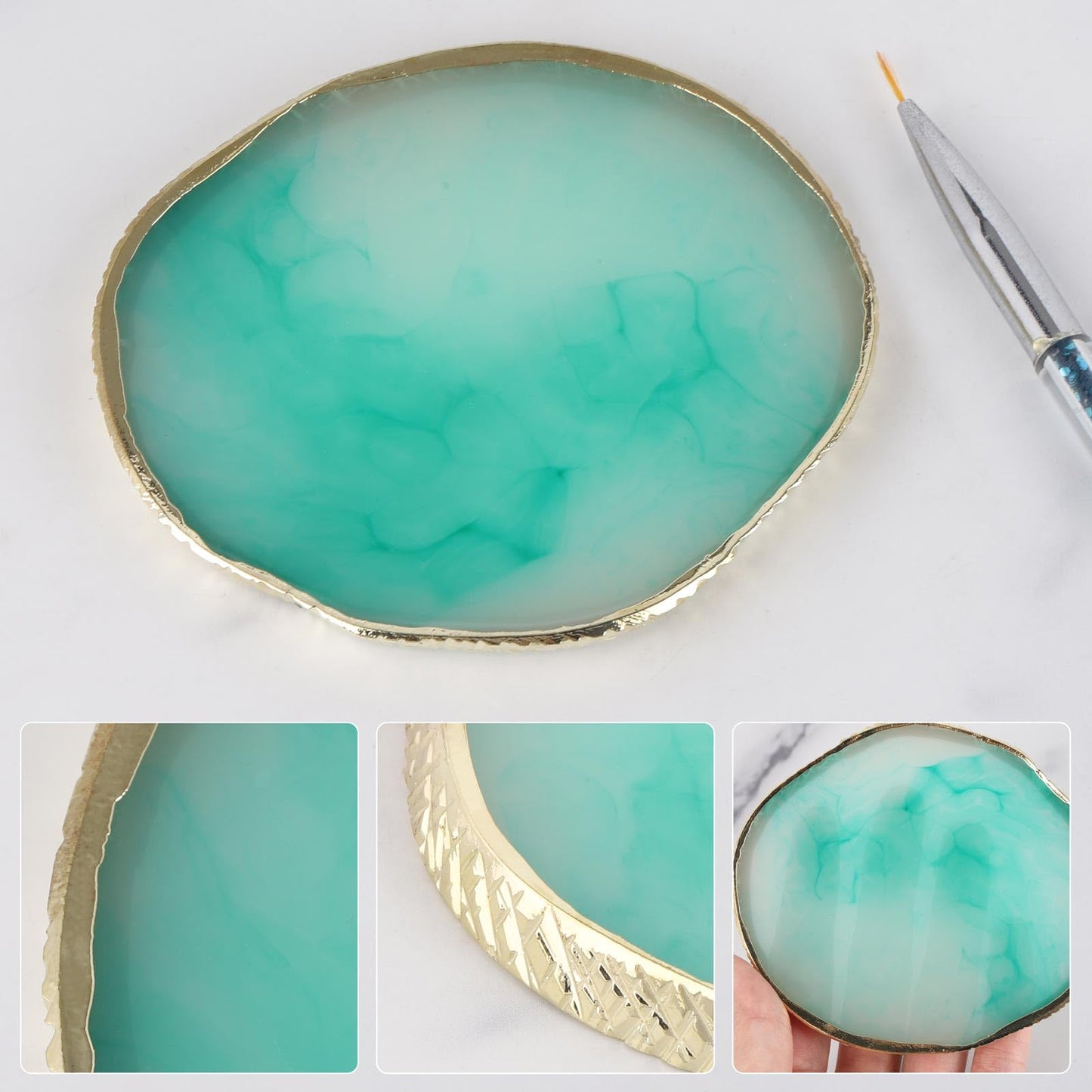 4 Pack Nail Art Palette, Resin Polish Color Design Makeup Mixing Plate - 4 Colors Mini Paint Palette for Nails