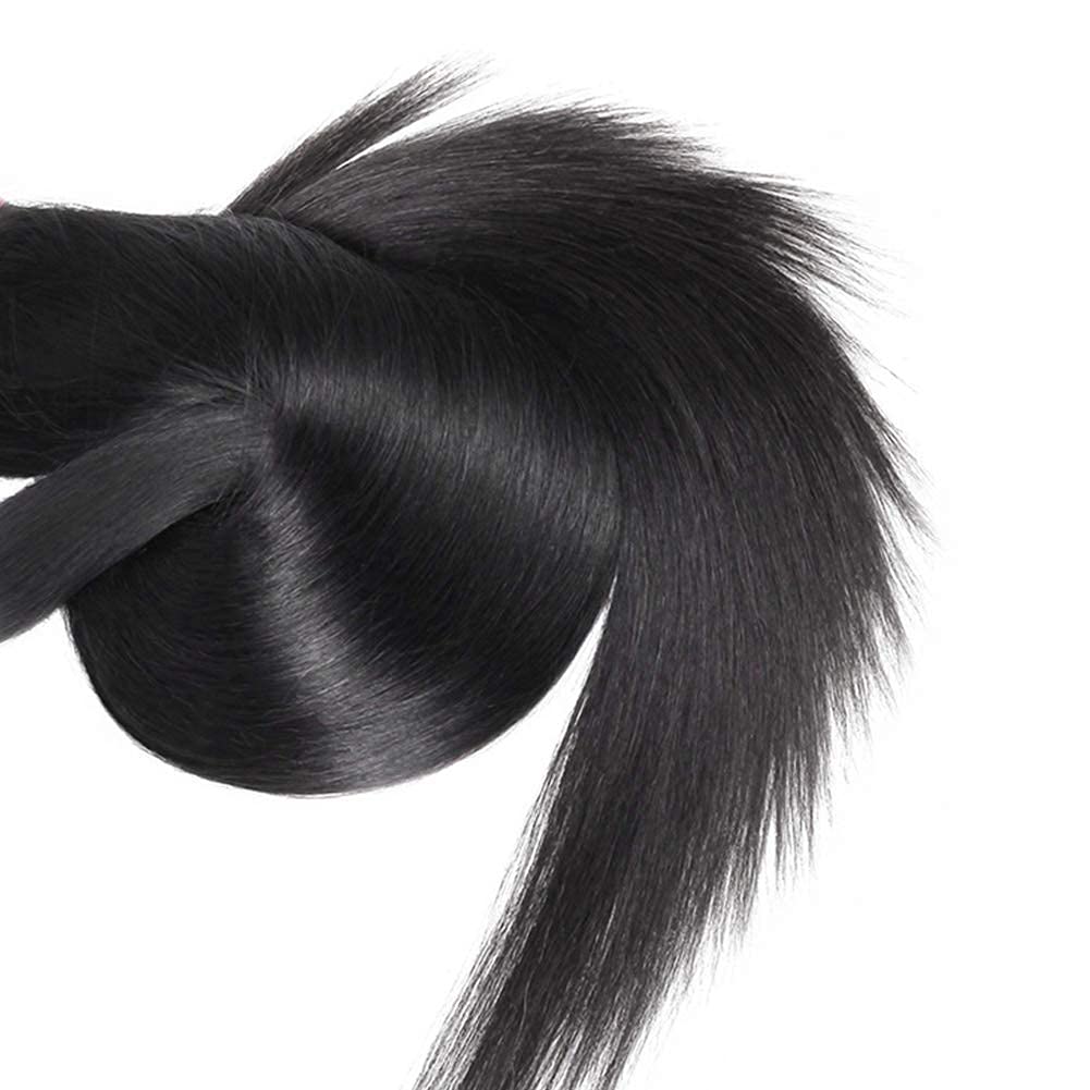 #1B Human Hair Bundles Natural Color Straight Bundles 12 14 16 Inch Balck Bundles Unprocessed Brazilian Virgin Hair 3 Bundle 50 Gram Per Bundle Deals Quick Weave Hair Extensions