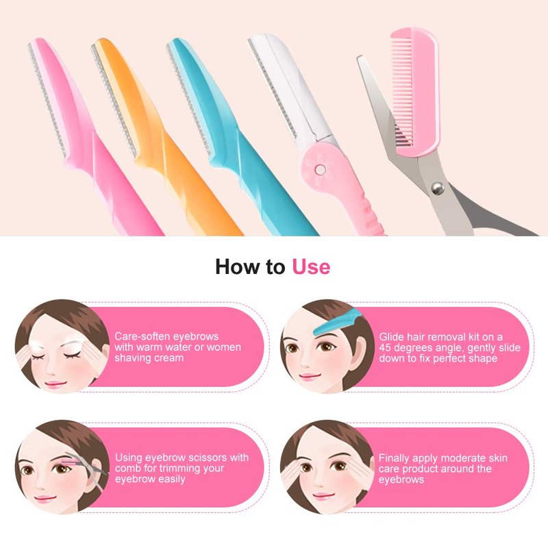 12 Pcs Eyebrow Razor, Face Razors for Women, Exfoliating Trimmers, Eyebrow Grooming Shaper for Women, Peach Fuzz, Hair Removal, Facial Razors Dermaplane Glow Razor