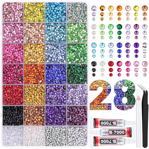 TINKRSTUFF 30000Pcs Multicolor Resin Rhinestones with B7000 Glue Set